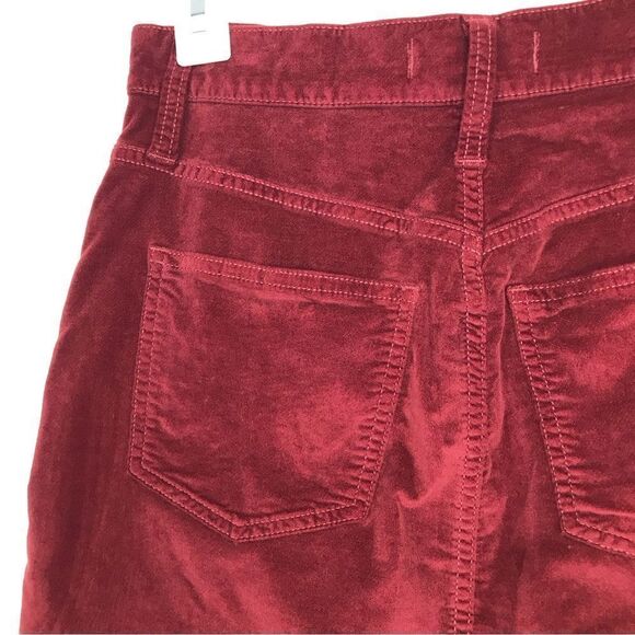 Madewell Deep Red Velvet Stretch Denim Straight Mini Skirt - Picture 7 of 15